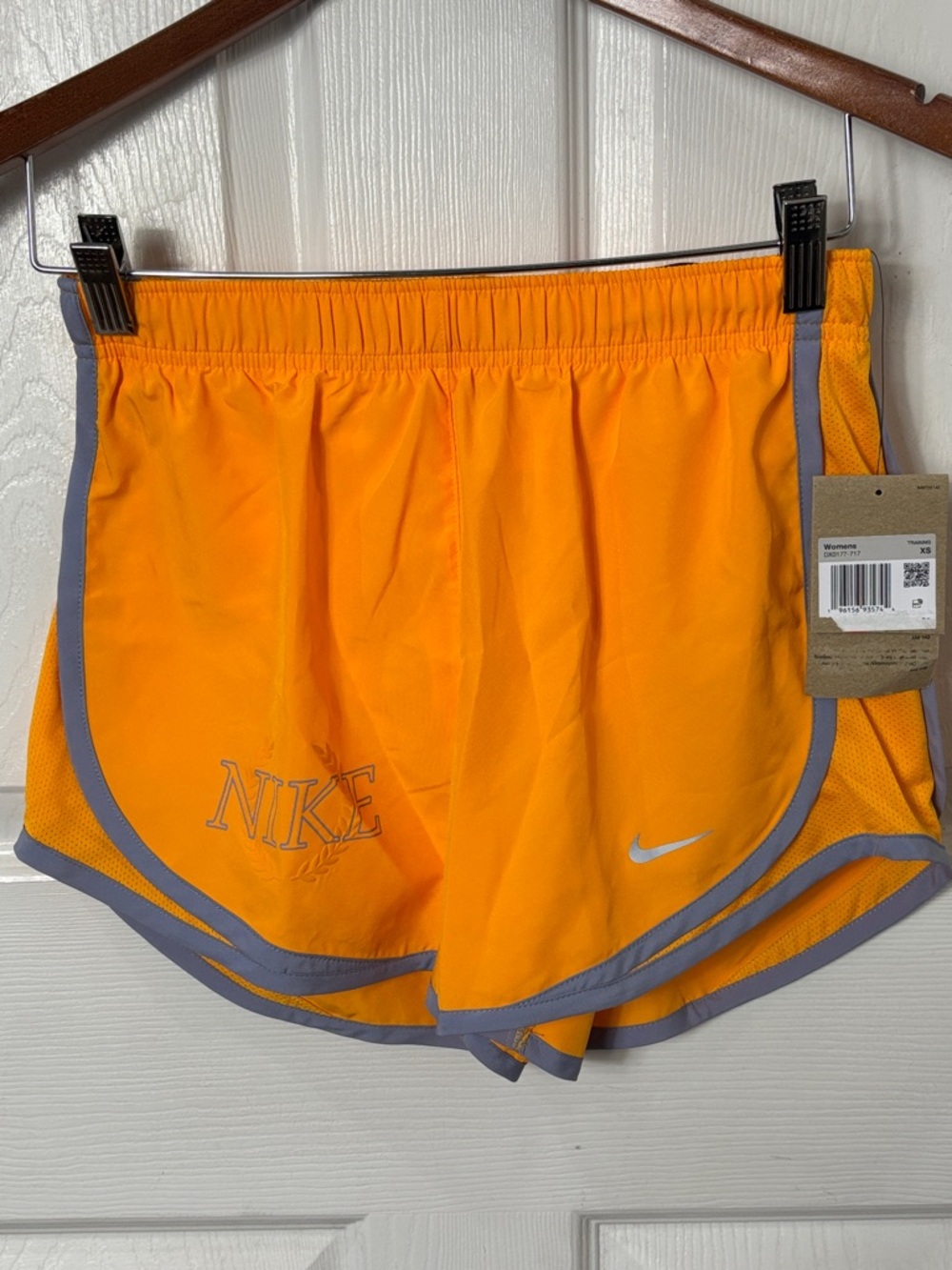 NEW Nike Dri Fit Bright Orange Athletic Running Shorts with Gray Trim size XS